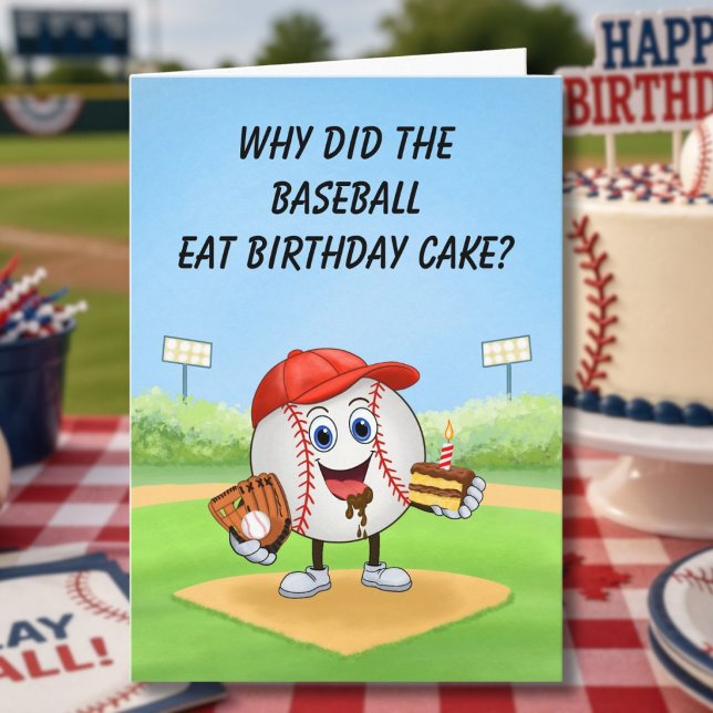 Carte Tranche de gâteau d'anniversaire humour baseball G (Créateur téléchargé)