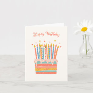 Carte tranche de gâteau d'anniversaire orange