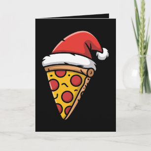Carte Tranche de pizza de Noël Chapeau de Père Noël Pepp