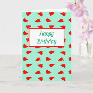 Carte Tranches de pastèque d'anniversaire motif vert