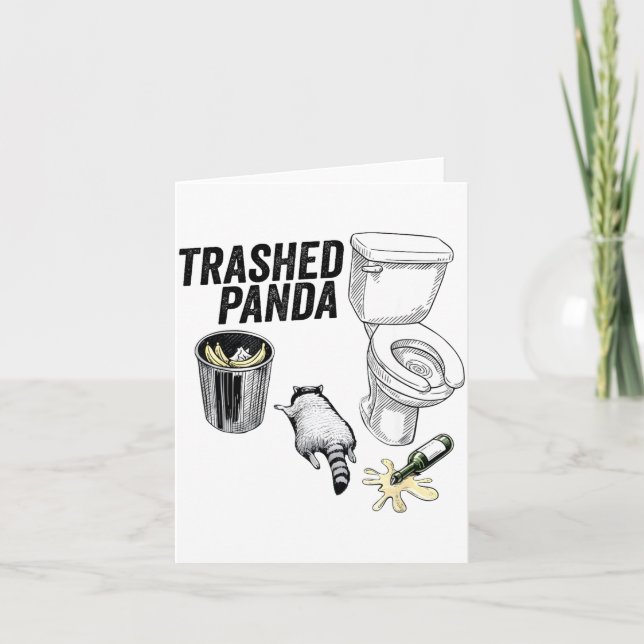 Carte Trashed Panda, Funny Drunk Raccoon, Trash Panda Hu (Devant)
