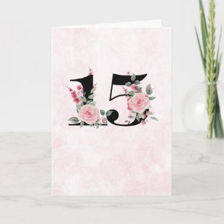 Carte Travail floral 15 - Anniversaire