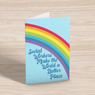 Carte Travail social Citation inspirante Rainbow Blue