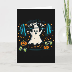 Carte Travail sur mon derrière drôle Halloween fantôme W