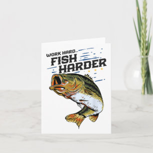 Carte Travailler Poisson dur Harder Drôle B Pêcheur Pêch