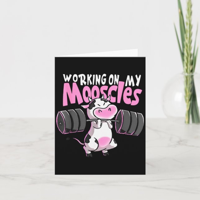 Carte Travailler sur mes mooscles drôle de vache de gym  (Devant)