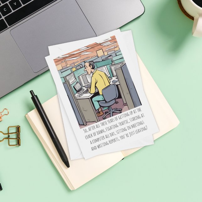 Carte Travailleur masculin qui prend sa retraite Texte p (The perfect retirement card for co-workers, friends, parents, grandparents, or relatives. )