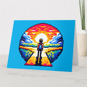 Carte Traversée au coucher du soleil Voyage d'art Pixel 