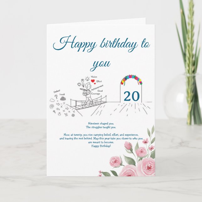 Carte Traverser le pont vers l'avant, Anniversaire (Devant)