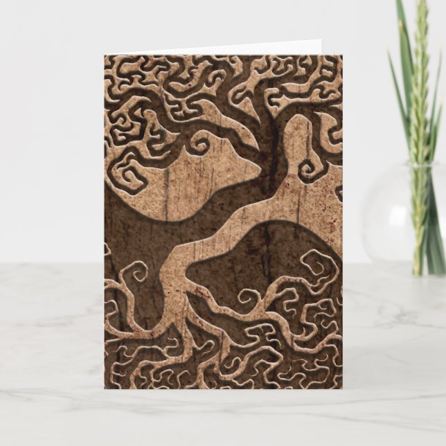 Carte Tree of Life Yin Yang with Wood Grain Effect (Devant)