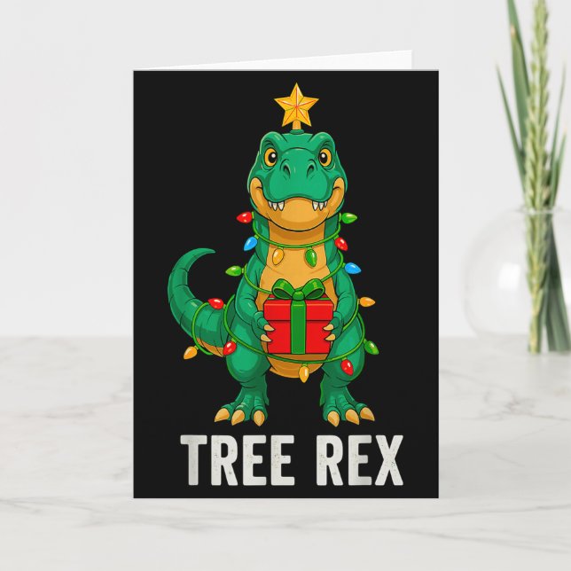 Carte Tree Rex Drôle Dinosaure Noël  (Devant)
