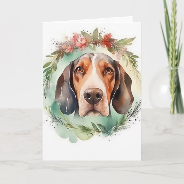 Carte Treeing Walker Christmas Wreath Festive Pup (Devant)