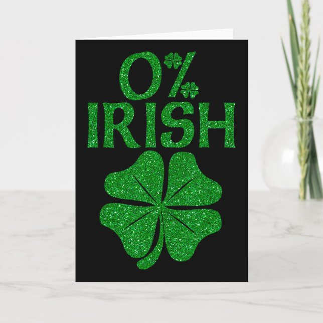 Carte Trèfle irlandais chanceux à 0% Saint-Patrick heure (Devant)