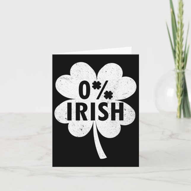 Carte Trèfle irlandais chanceux à 0% Saint-Patrick heure (Devant)