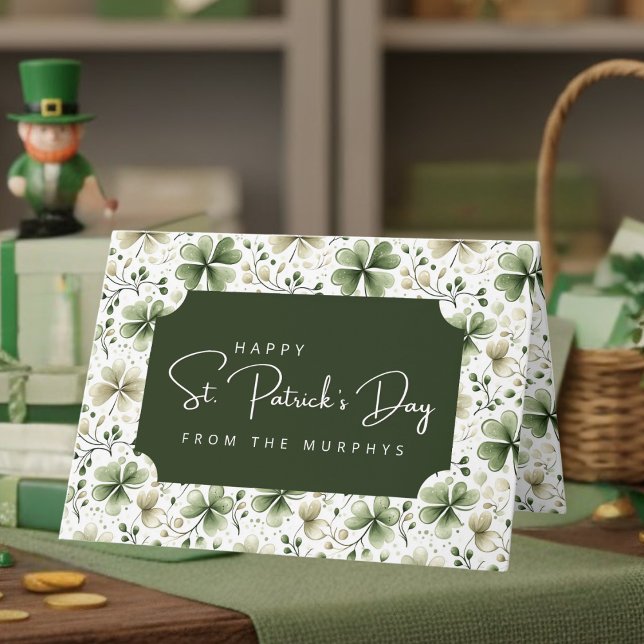 Carte Trèfles aquarelles élégants Bonne St-Patrick  (Créateur téléchargé)