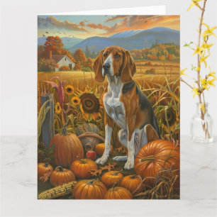 Carte Trek Walker Coonhound Dog Automne Thanksgiving