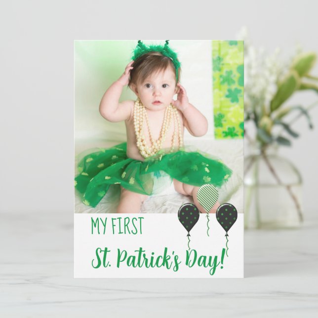Carte Trendy My First St. Patrick Day Announcement Photo (Debout devant)