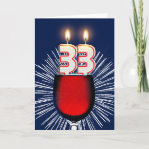 Carte trente-troisième Anniversaire avec du vin et des