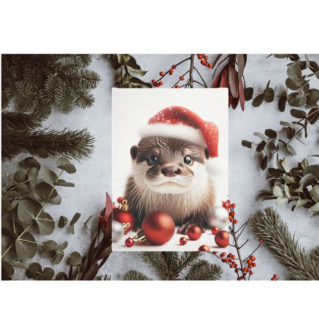Carte Très adorable Noël Père Noël Otter (Créateur téléchargé)