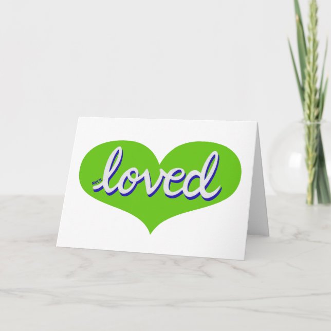Carte TRÈS AIMÉ -Adoré- Cœur d'amour vert (Devant)