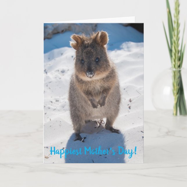 Carte Très Joyeux Fête des Mères Adorable Quokka Plage (Devant)
