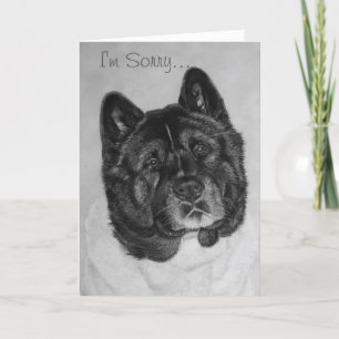 Carte très mignon brindé noir akita chien désolé