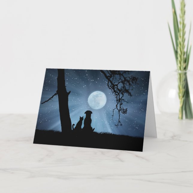 Carte Très mignon chien et chat de bénédictions de solst (Devant)