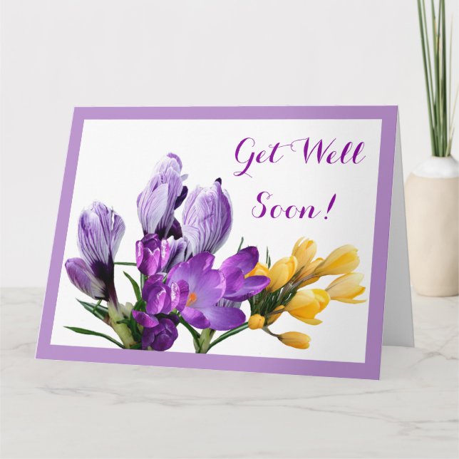 Carte Très vite joli crocus jaune violet floral (Devant)