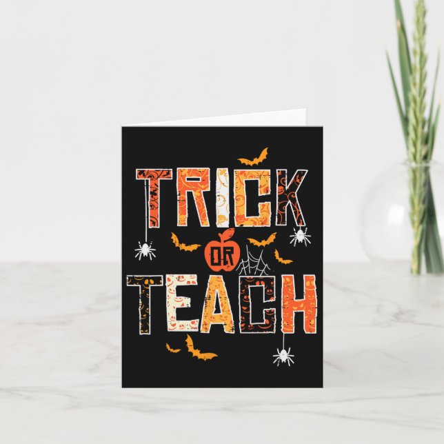 Carte Tri Ou Enseigner Retro Halloween Enseignantes Femm (Devant)