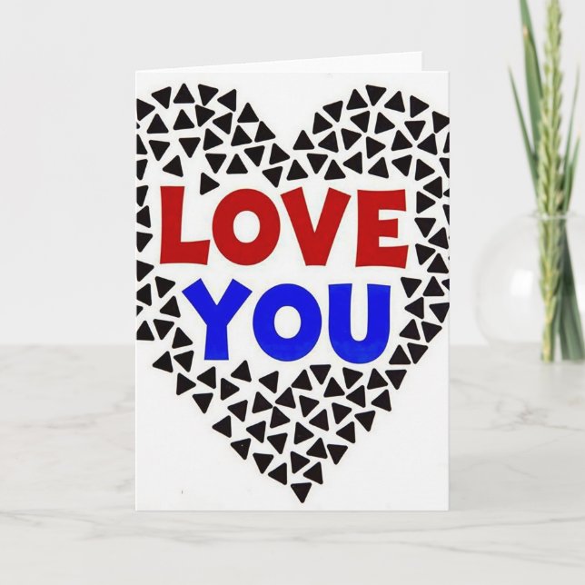 Carte Triangle Simple Je T'Aime (Devant)
