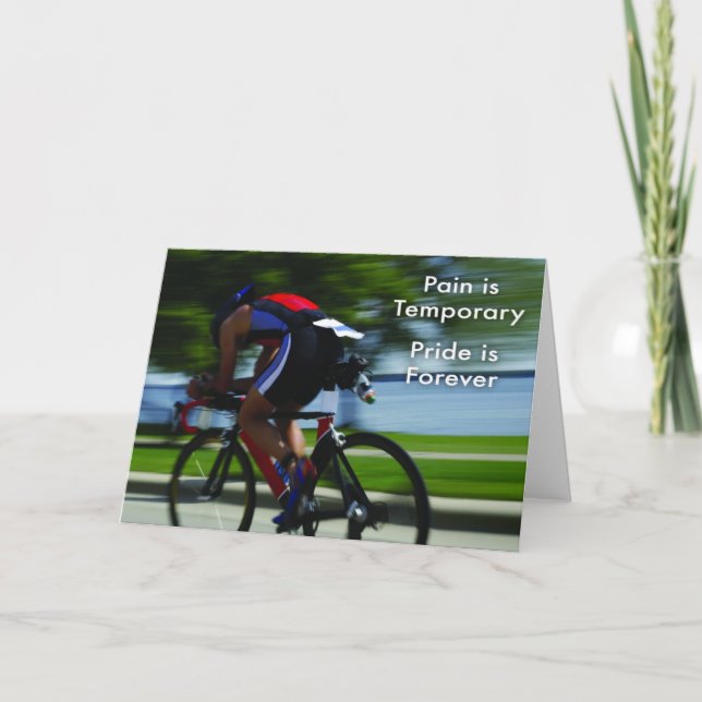 Carte Triathlon - La douleur est temporaire (Devant)