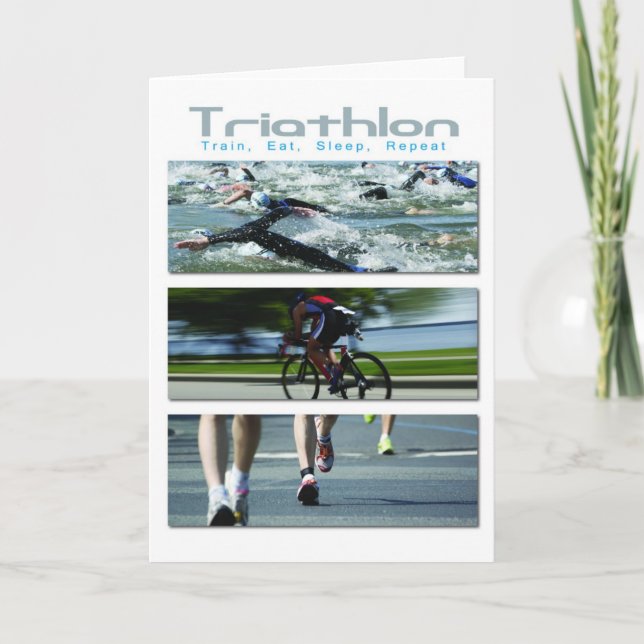 Carte Triathlon - Train, Manger, Dormir, Répéter (Devant)