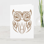 Carte Tribal Owl Line Art moderne Brown Abstrait<br><div class="desc">Cette charmante carte de voeux présente une magnifique illustration détaillée de hibou, délicatement rendue dans un contour brun riche. Le design gracieux capte les yeux majestueux du hibou et les plumes complexes, offrant un look minimaliste mais captivant. Parfait pour toutes les occasions, cette carte ajoute une touche d'élégance d'inspiration nature...</div>