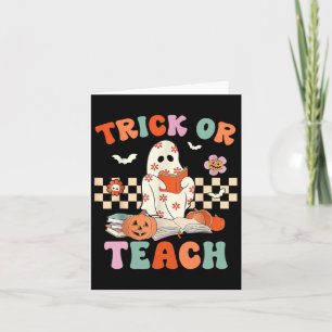 Carte Trick Or Teach Prof Groovy Halloween Rétro Floral