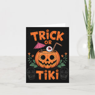 Carte Trick or Tiki Fête d'Halloween drôle Cocktail
