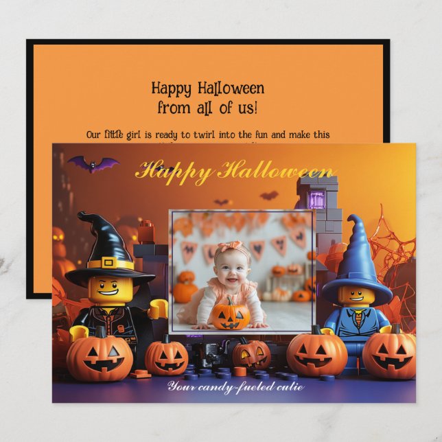 Carte Trick-or-Traiters citrouille Halloween (Devant / Derrière)