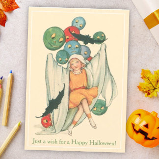 Carte Trick or Treat Antique et Chauves-souris Halloween