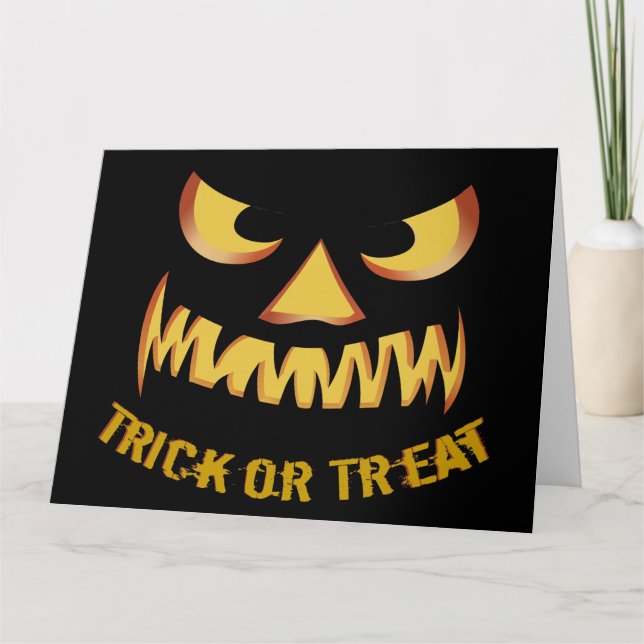Carte Trick or Treat avec visage de citrouille (Devant)