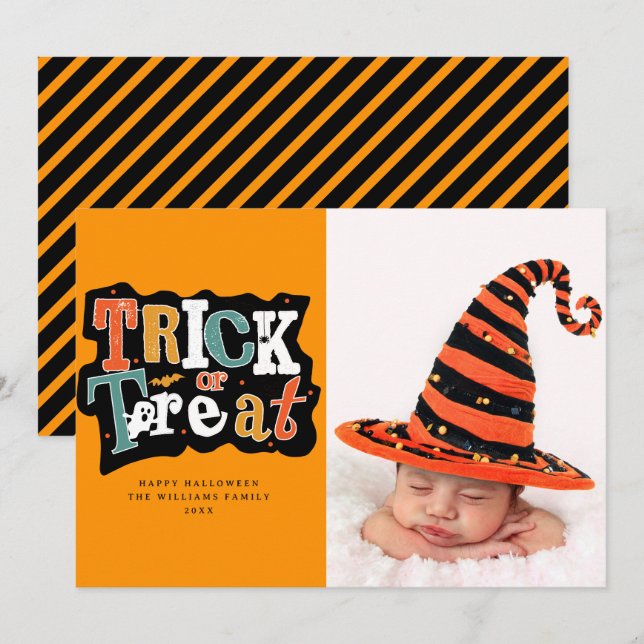 Carte Trick Or Treat Joyeux Halloween Photo (Devant / Derrière)