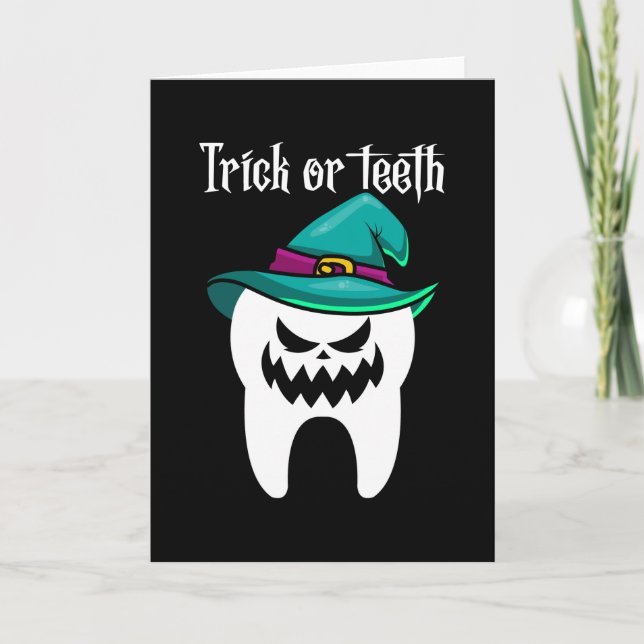 Carte Trick ou dents Dentiste Dental Dental Halloween Ca (Devant)