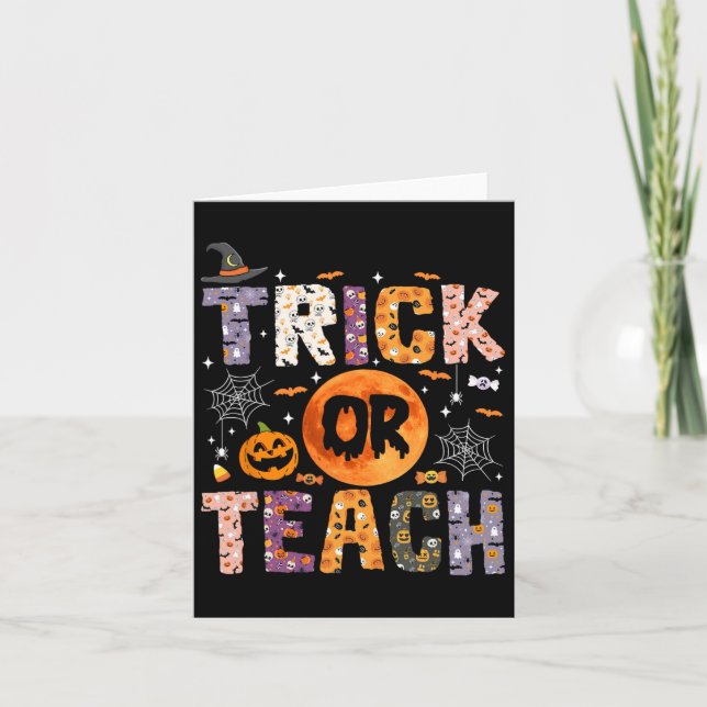 Carte Trick Ou Enseigner Funny Enseignants Halloween Gho (Devant)