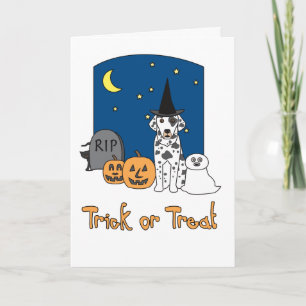 Carte Trick ou traitement de l'Halloween dalmate
