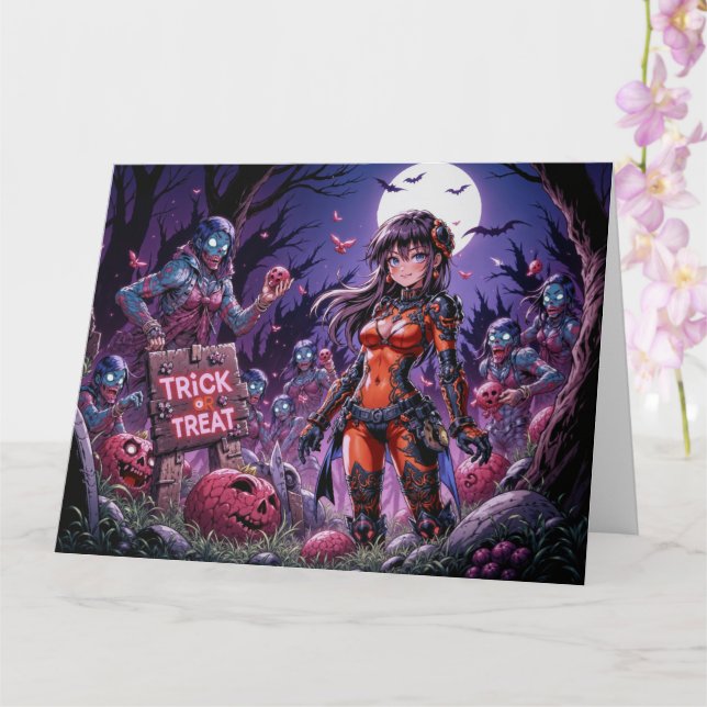 Carte Trick ou traiter Halloween Zombies distribuer le c (Orchidée)