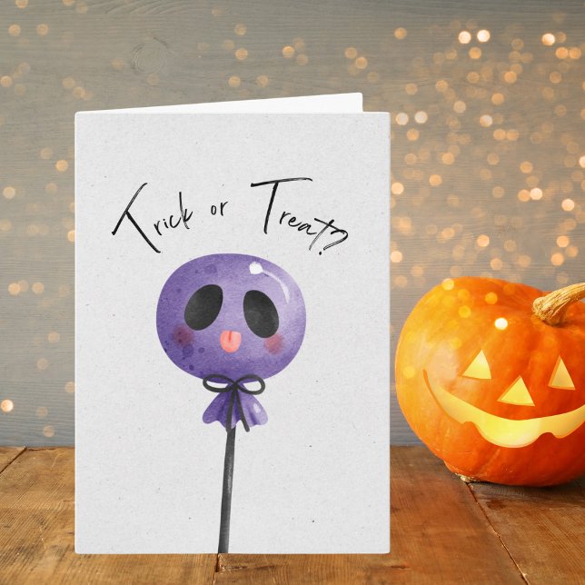 Carte Trick ou Treat ? Cute couleur aquarelle Lollipop (Créateur téléchargé)