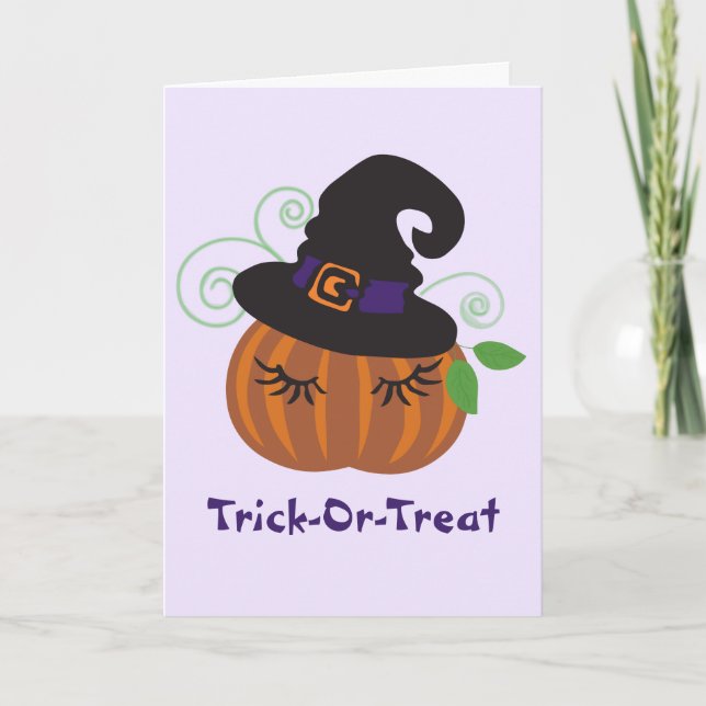 Carte Trick Ou Treat Halloween Citrouille sorcier Casque (Devant)