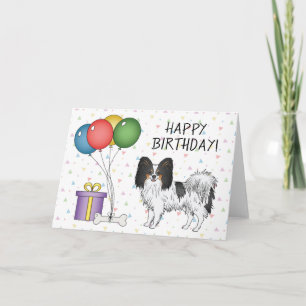 Carte Tricolor Papillon Cartoon Dog Joyeux Anniversaire