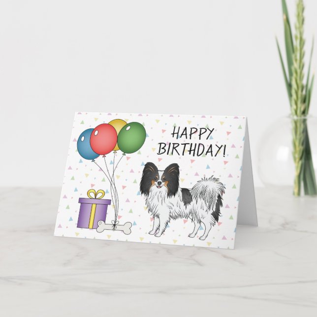 Carte Tricolor Papillon Cartoon Dog Joyeux Anniversaire (Devant)