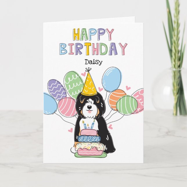 Carte Tricolor Tibétain Terrier Chien fête d'anniversair (Devant)