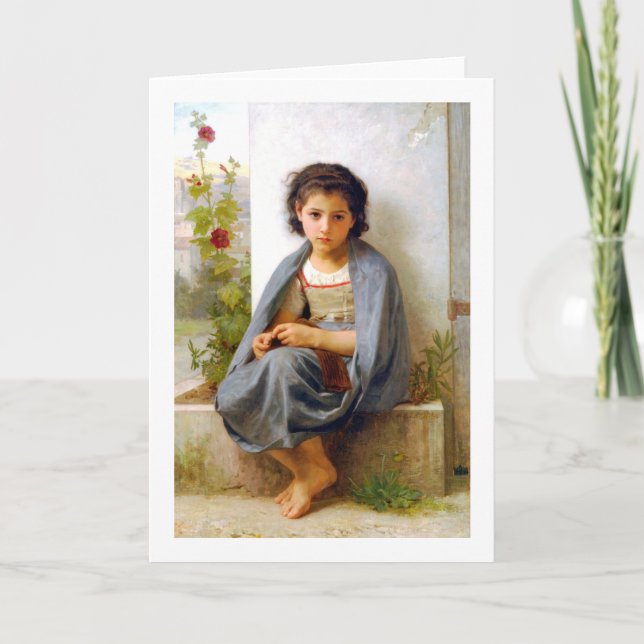 Carte Tricot fille, Bouguereau (Devant)