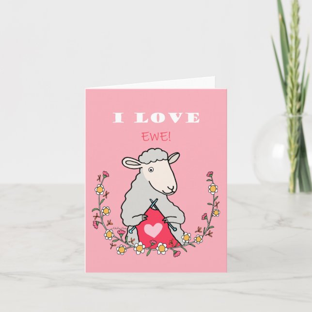 Carte Tricot Moutons I Love Ewe Amour Amour Anniversaire (Devant)